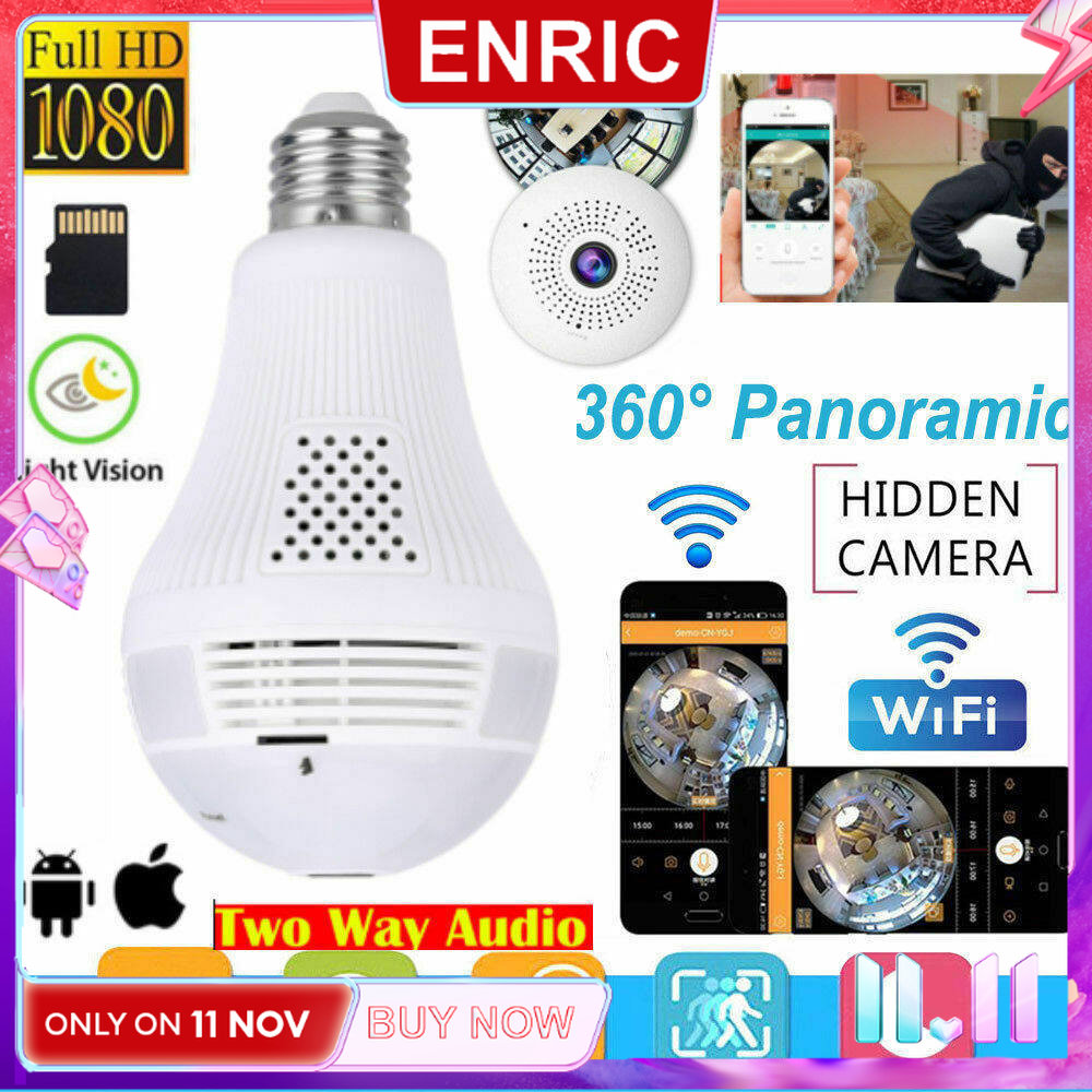 [In Stock] Original HD1080P Wireless WiFi H-idden IP CCTV Camera Mini Camera S-py Camera H-idden Bulb Lamp 360° Panoramic Security S-py Cam CCTV Camera for Home H-idden S-py Camera 360 Degree Camera S