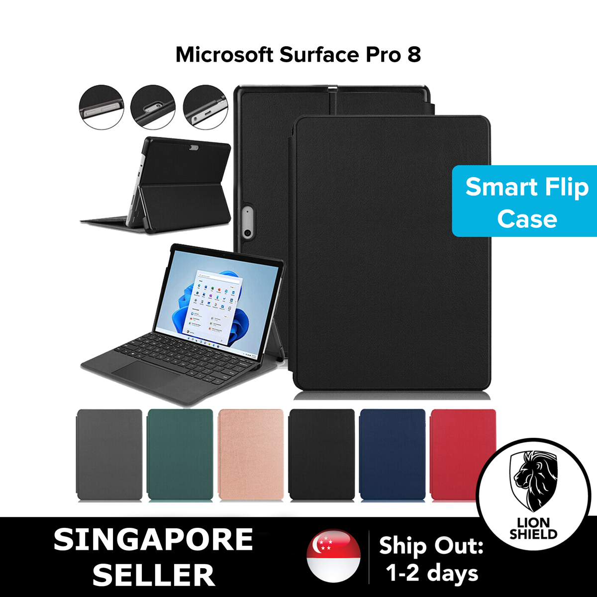 [SG] Microsoft Surface Pro 8 (13 Inch) Smart Flip Case Casing Cover (Keyboard Friendly)