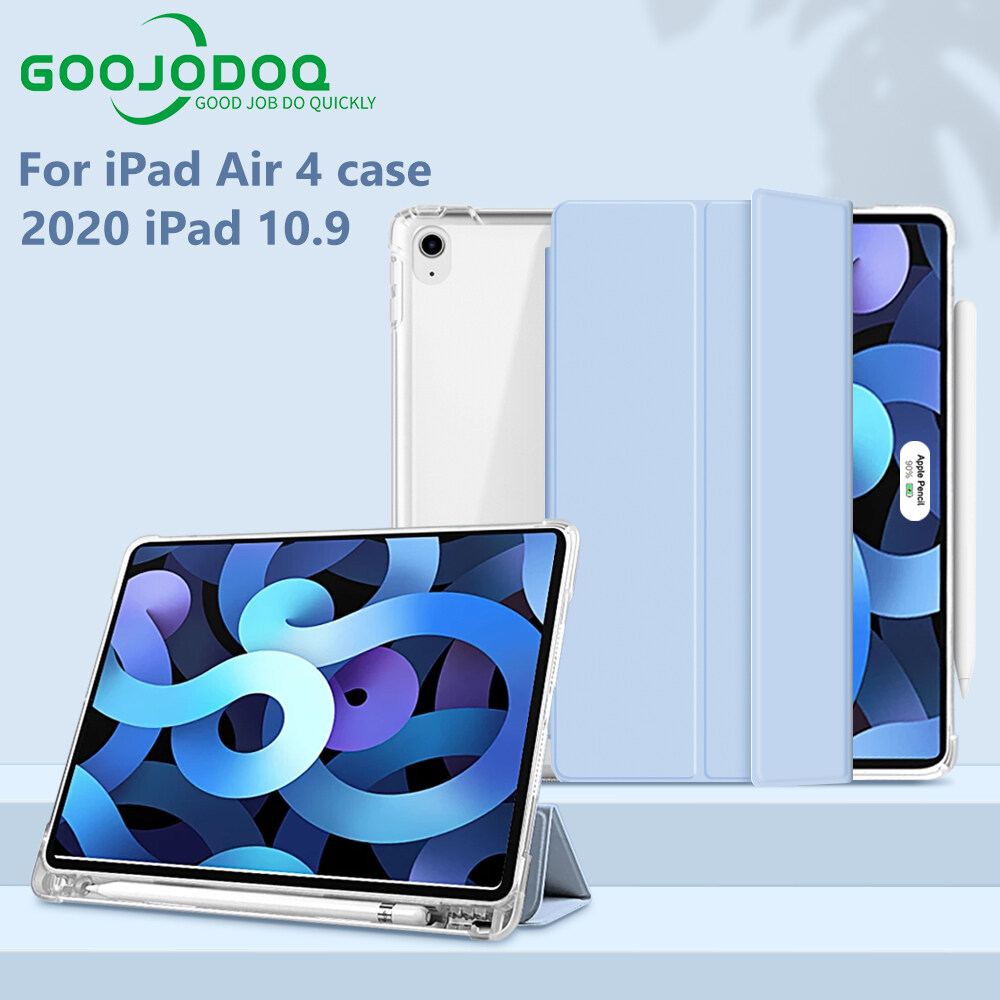 GOOJODOQ For iPad mini 6 Case 2021 8.3 inch iPad Air 4 Case Cover 2020 New for iPad 4 10.9 Inch Case Matte Transparent Pen Groove Leather Case Protective Shell