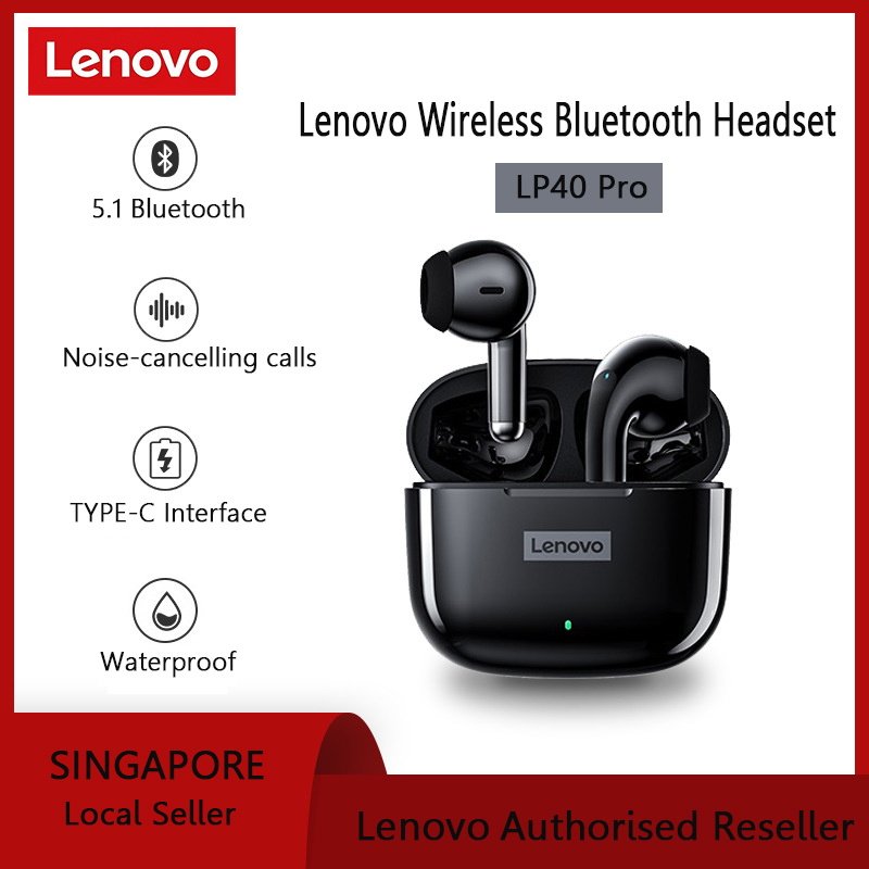 【SG Local】Lenovo Authorised Reseller Lenovo LP40 Pro Wireless Earbuds Bluetooth Earphone Headset Handsfree With Microphone for Mobile Phones Iphone Apple Android
